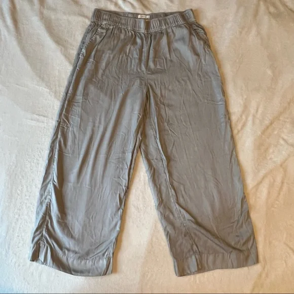 C&C California 100% Lyocell Gray Wide Leg High Rise Pants Elastic Waist Pockets - Picture 1 of 7